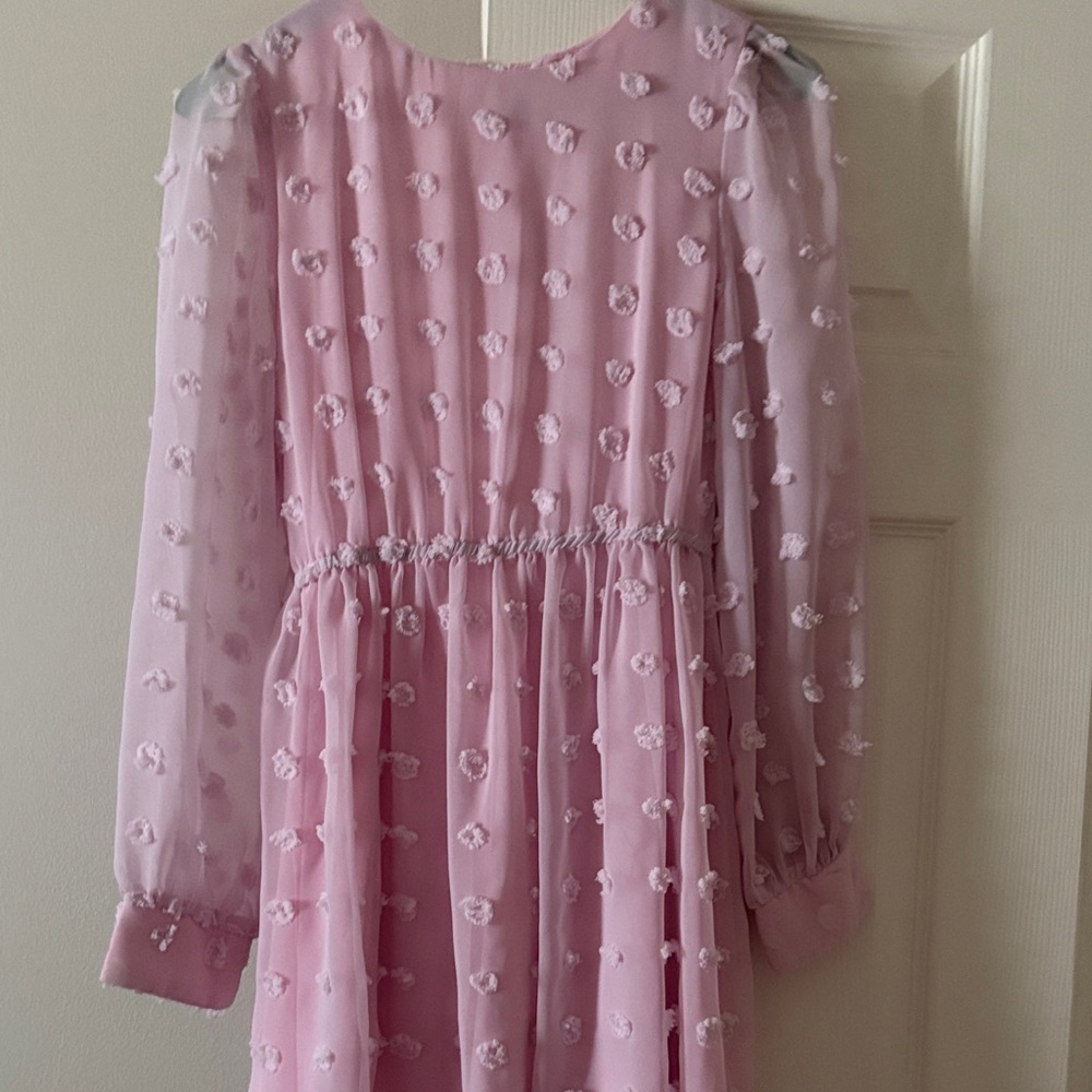 Elegant Pink Kids Dress with Textured Floral Design